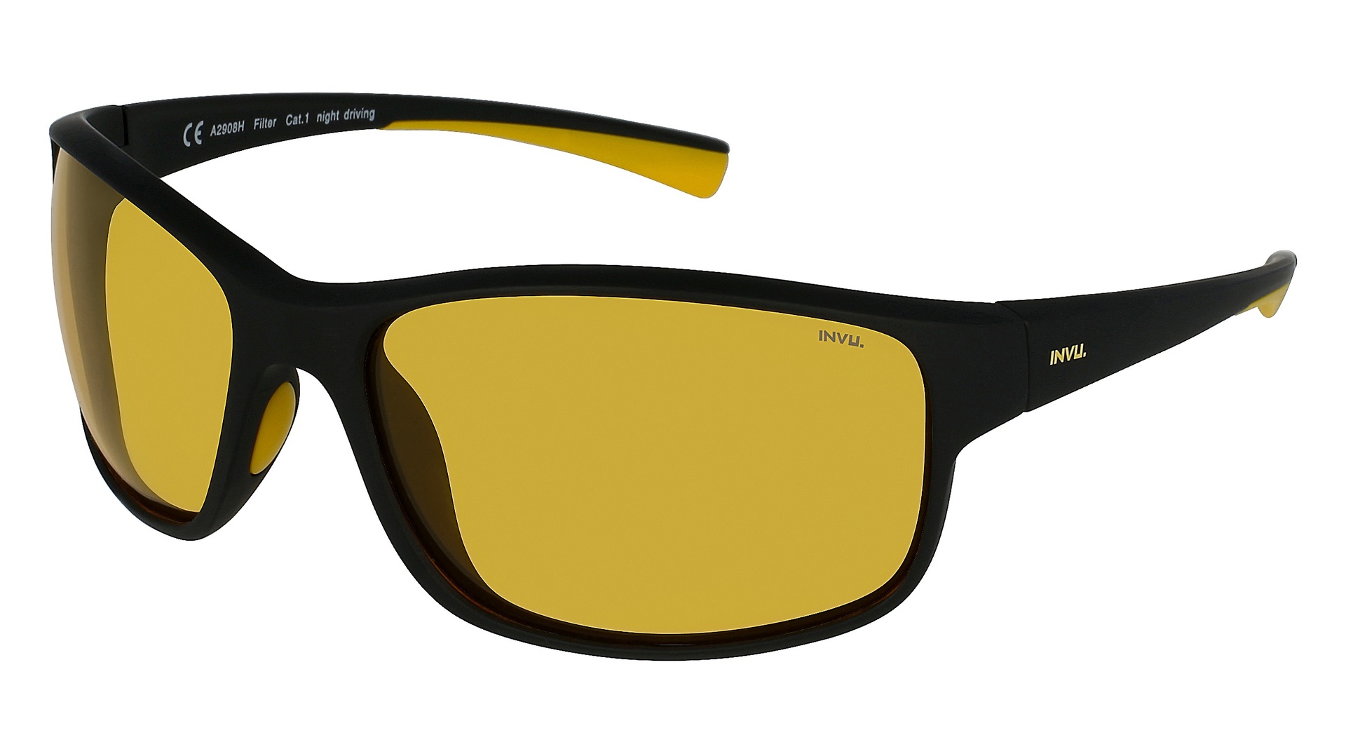 [A2908H] Lentes de sol INVU A2908 Masculino (Satin Black/Rubb. Yellow)